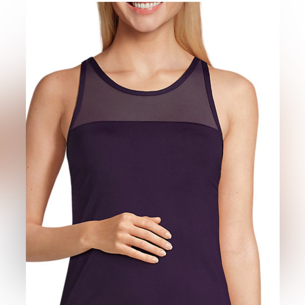 Lands END D cup Smoothing Control mesh high neck tankini top